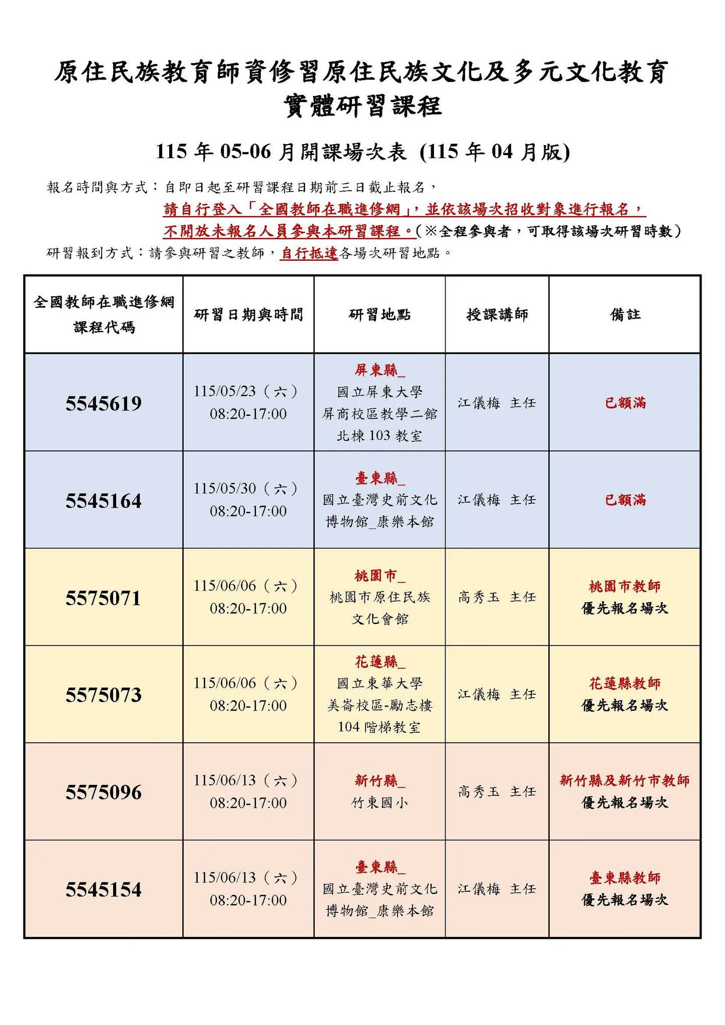 115年5-6月份實體研習課程(第 1 張/共 2 張)